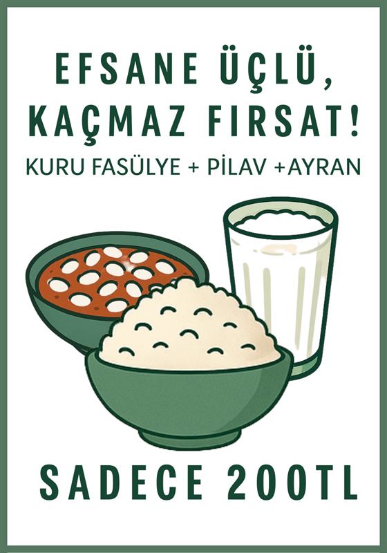 Muratlı Pilavcısı kampanya menüsü